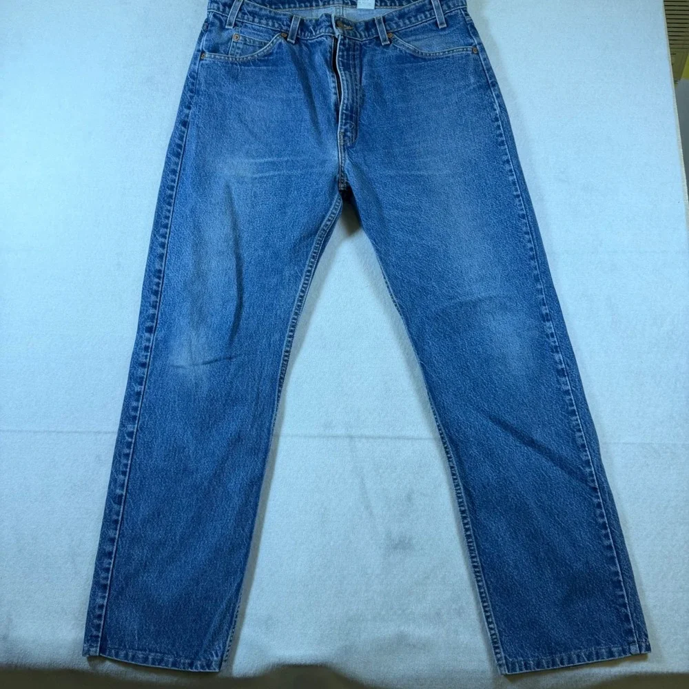 Levis 505 Vintage Orange Tab Regular Fit Straight Leg‎ Jeans Blue 36x33